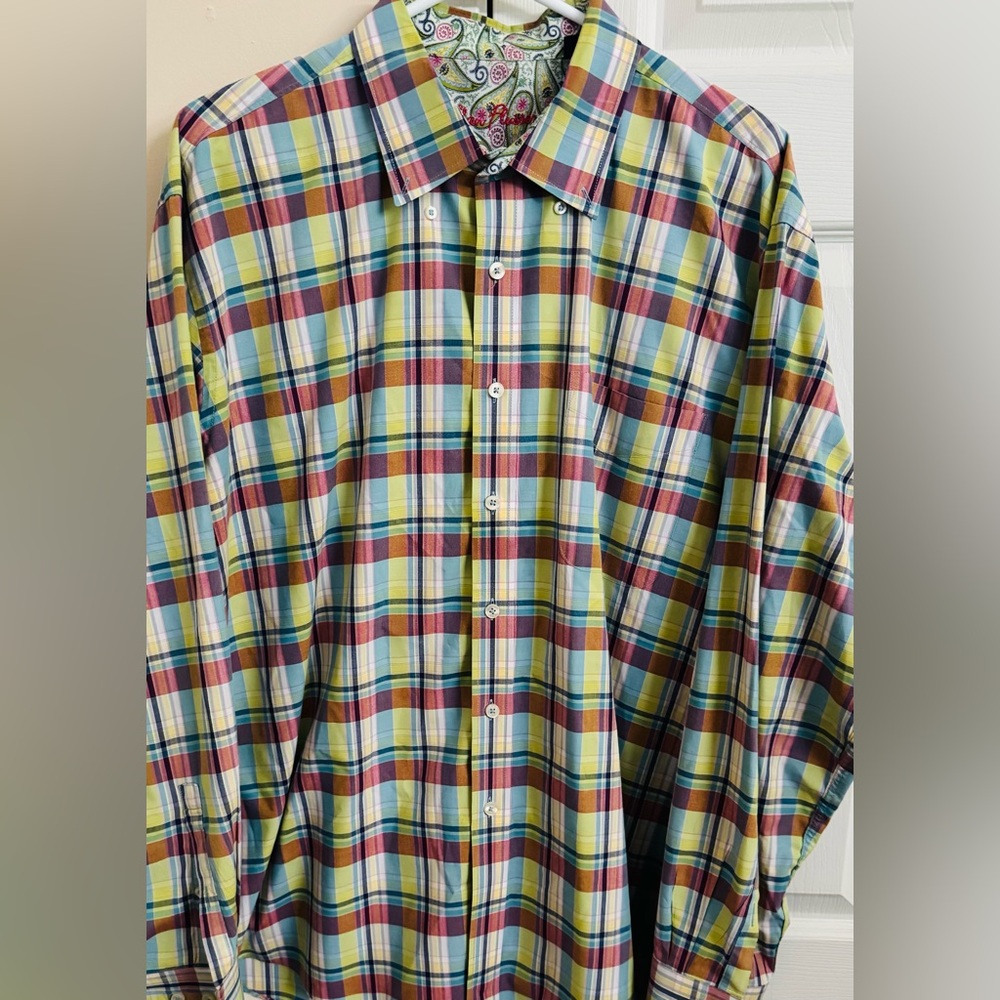 Alan‎ Flusser 100% Cotton Multicolored Men’s XXL Long Sleeve Button Down Shirt